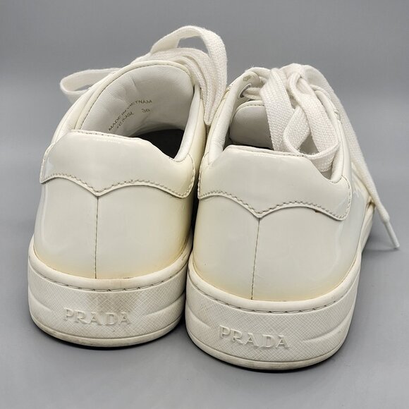 Prada White Patent Leather Sneakers - Picture 4 of 17